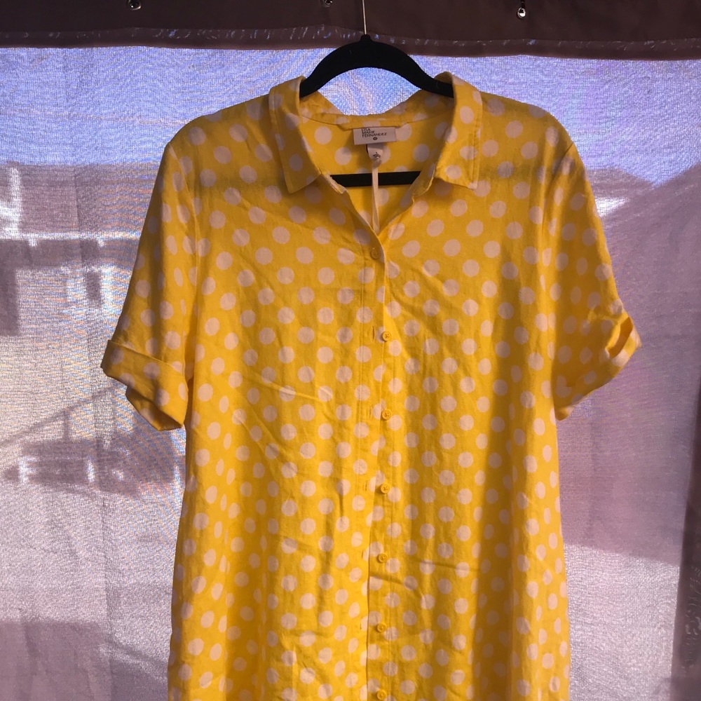 Yellow polka dot t-shirt dress.